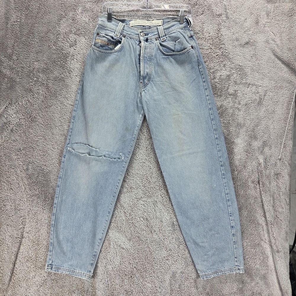 VTG Diesel Jeans Mens 29x28 Blue Saddle Relaxed Tapered Light Wash Button Fly